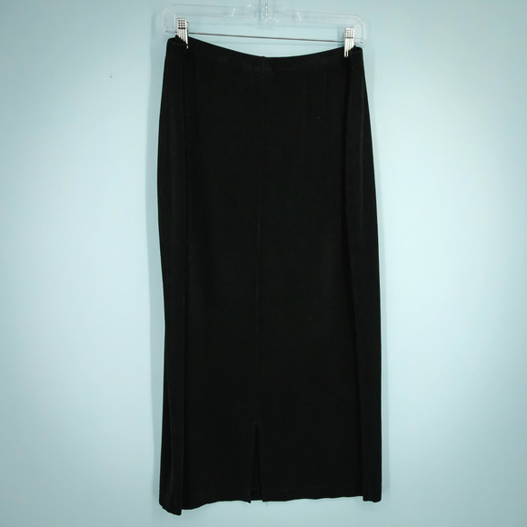 Chico's 3 Size XL Black Traveleres Pull On Midi Length Actate Blend Knit Skirt - Picture 2 of 5